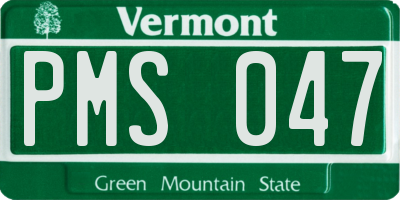 VT license plate PMS047