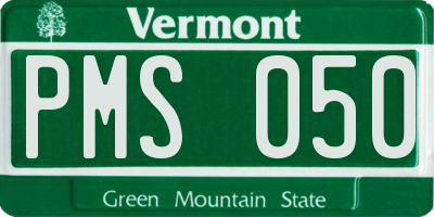 VT license plate PMS050