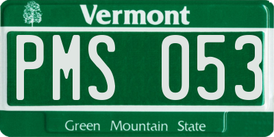 VT license plate PMS053