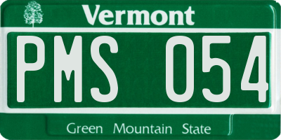 VT license plate PMS054