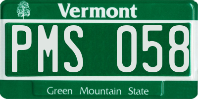 VT license plate PMS058