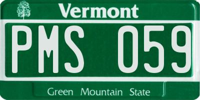 VT license plate PMS059