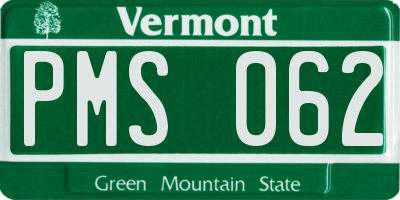 VT license plate PMS062
