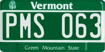 VT license plate PMS063