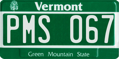 VT license plate PMS067
