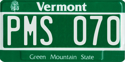 VT license plate PMS070