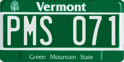 VT license plate PMS071