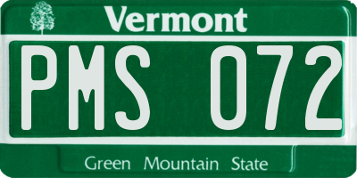 VT license plate PMS072