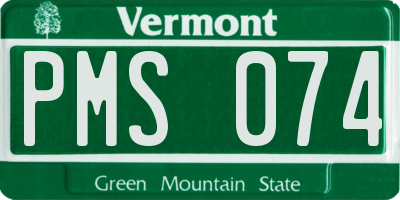 VT license plate PMS074