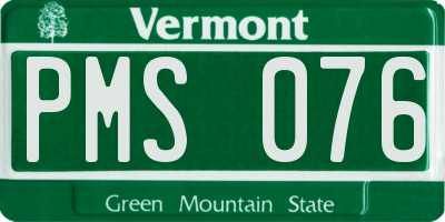 VT license plate PMS076