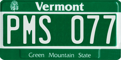 VT license plate PMS077