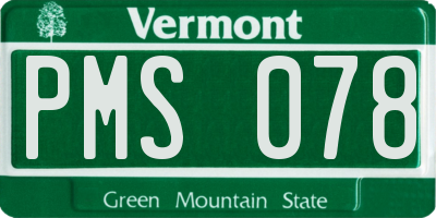 VT license plate PMS078