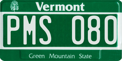 VT license plate PMS080