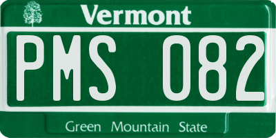 VT license plate PMS082