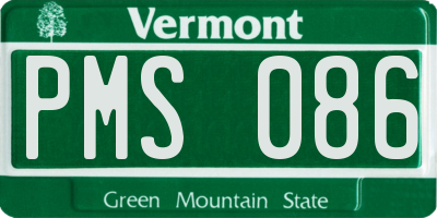 VT license plate PMS086