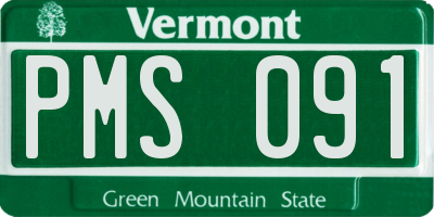 VT license plate PMS091