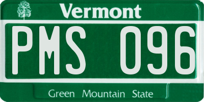 VT license plate PMS096