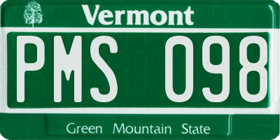 VT license plate PMS098