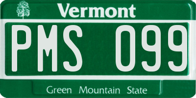 VT license plate PMS099
