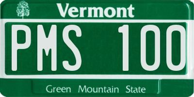 VT license plate PMS100