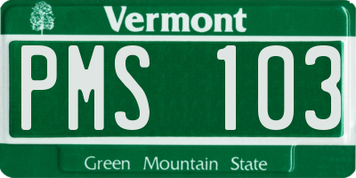 VT license plate PMS103