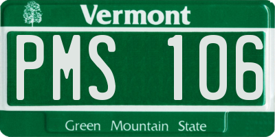VT license plate PMS106
