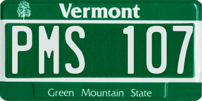 VT license plate PMS107