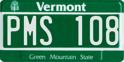 VT license plate PMS108