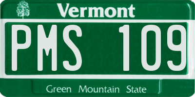 VT license plate PMS109