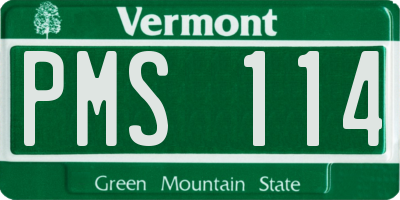 VT license plate PMS114