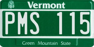 VT license plate PMS115