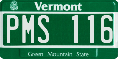 VT license plate PMS116