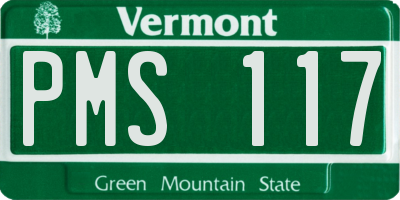 VT license plate PMS117