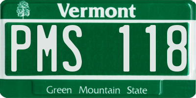 VT license plate PMS118