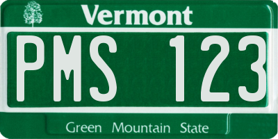 VT license plate PMS123