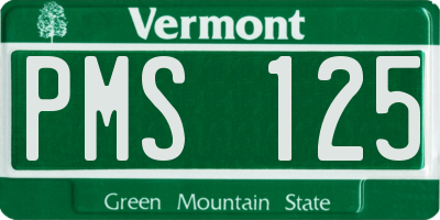 VT license plate PMS125