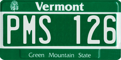 VT license plate PMS126