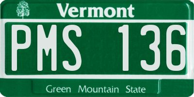 VT license plate PMS136