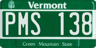 VT license plate PMS138