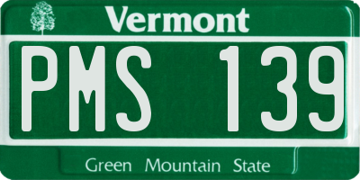 VT license plate PMS139