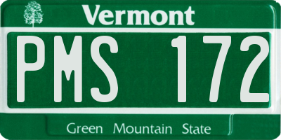 VT license plate PMS172