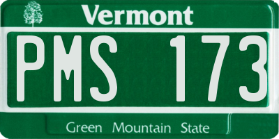 VT license plate PMS173