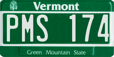 VT license plate PMS174
