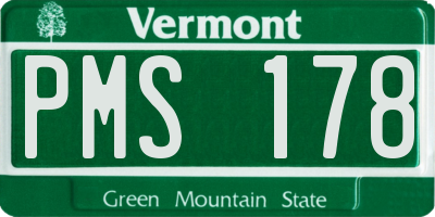 VT license plate PMS178