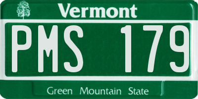 VT license plate PMS179