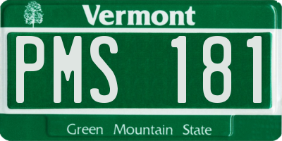 VT license plate PMS181