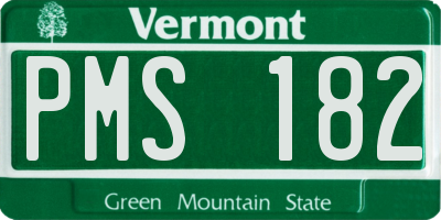 VT license plate PMS182