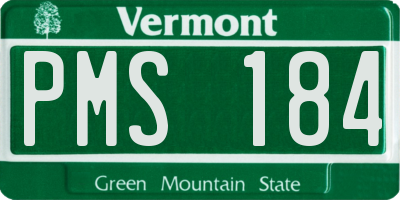 VT license plate PMS184
