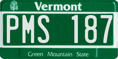 VT license plate PMS187