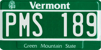 VT license plate PMS189
